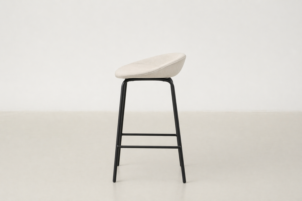 Modern Upholstered Counter Stool with Powder-Coated Steel Legs for Kitchen & Bar