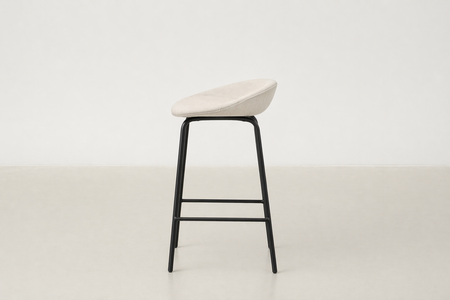 Modern Upholstered Counter Stool with Powder-Coated Steel Legs for Kitchen & Bar