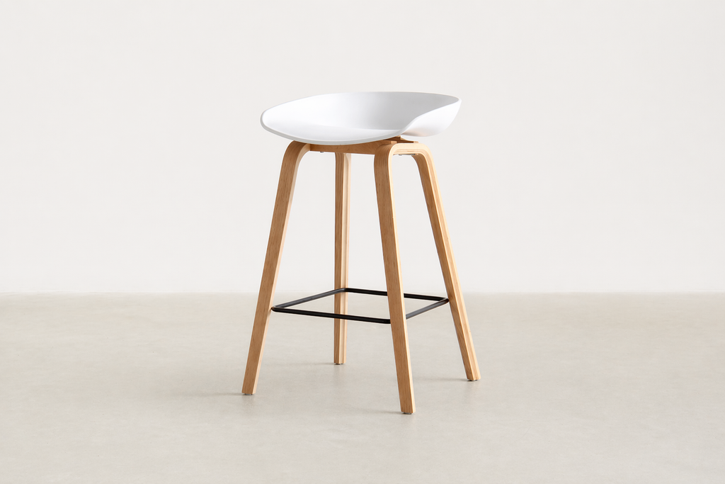 Modern Upholstered Counter Stool with Powder-Coated Steel Legs for Kitchen & Bar