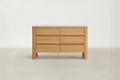 Oak Veneer Sideboard with Travertine-Look Top for Living & Dining Room