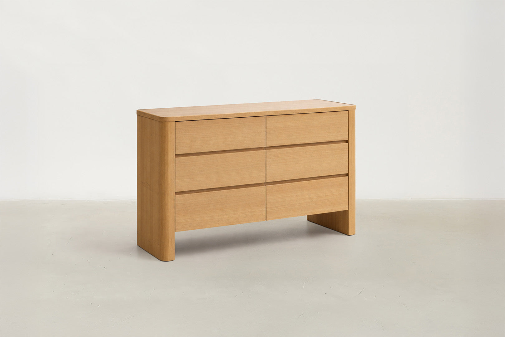 Oak Veneer Sideboard with Travertine-Look Top for Living & Dining Room