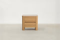 Oak Veneer Nightstand with Travertine-Look Top for Bedroom