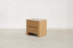 Oak Veneer Nightstand with Travertine-Look Top for Bedroom