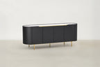 Sintered Stone & Matte Black Sideboard with Gold Details for Living & Dining Room