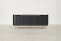Sintered Stone & Matte Black Sideboard with Gold Details for Living & Dining Room