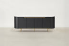 Sintered Stone & Matte Black Sideboard with Gold Details for Living & Dining Room