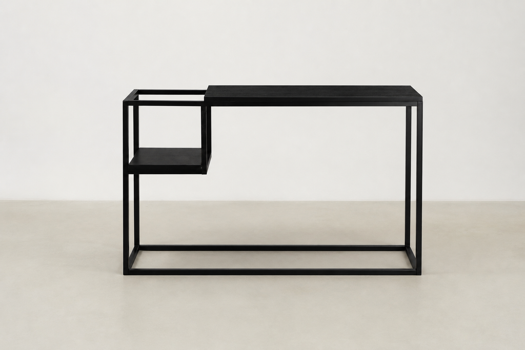 Minimalist Console Table with Open Side Shelf for Living Room & Entryway