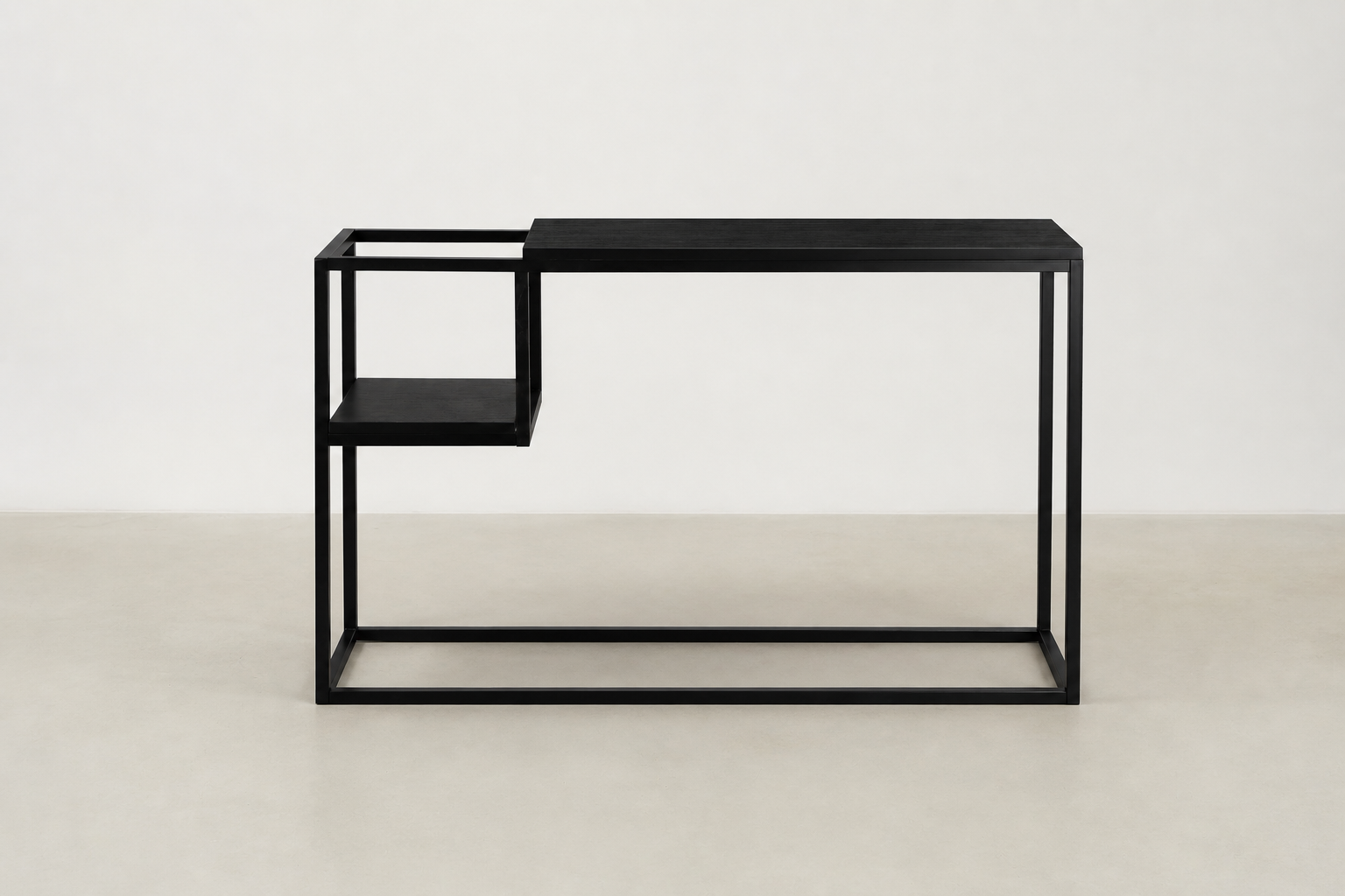Minimalist Console Table with Open Side Shelf for Living Room & Entryway