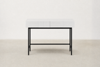 Engineered Wood Console with Fluted Drawers & Black Metal Legs for Entryway & Bedroom
