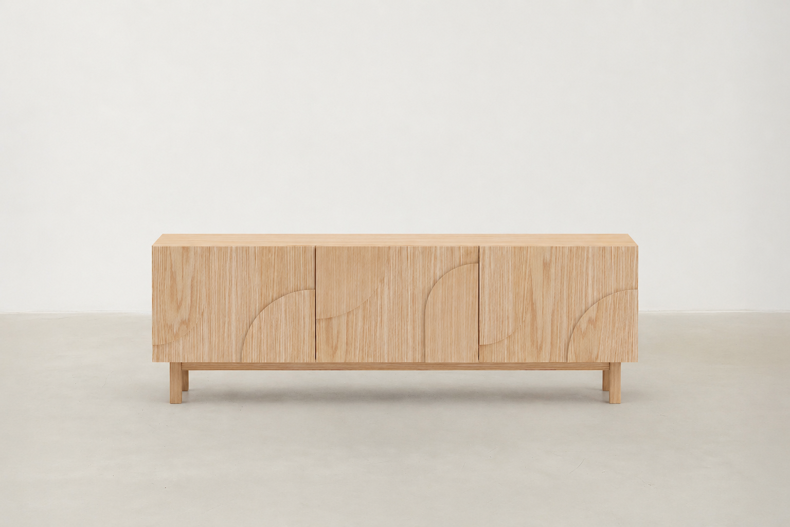 Sculpted Wood TV Stand with Soft Textured Finish for Living Room