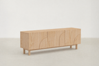 Sculpted Wood TV Stand with Soft Textured Finish for Living Room