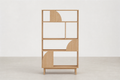 Geometric Bookshelf with Structured Open Shelving for Living Room & Office