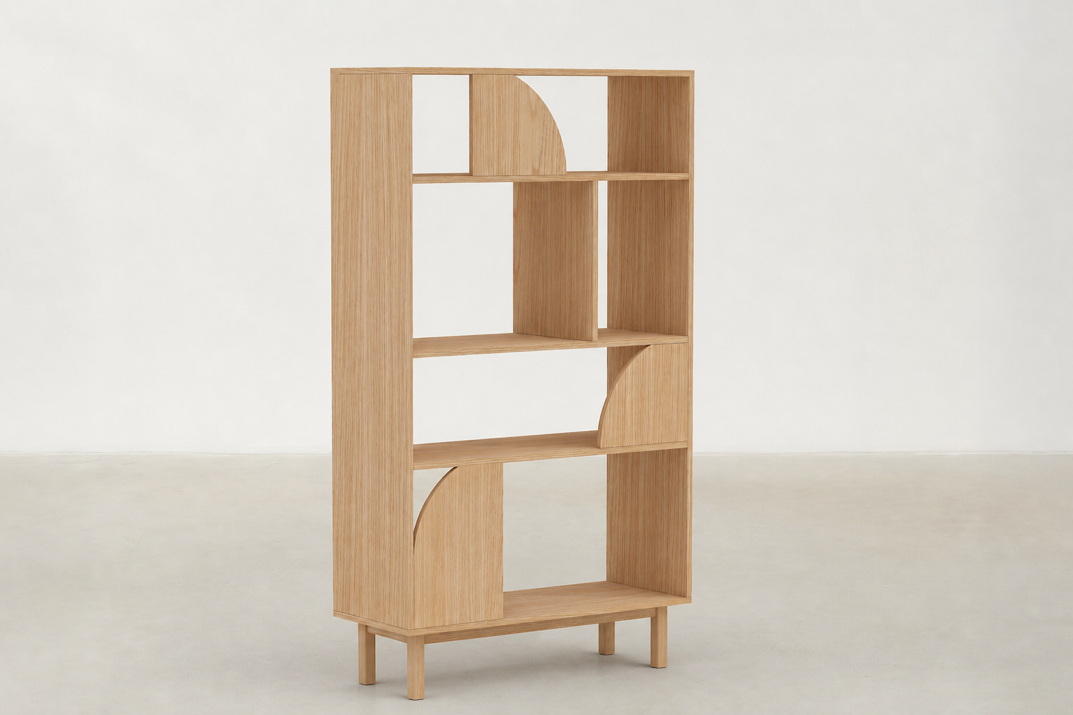 Geometric Bookshelf with Structured Open Shelving for Living Room & Office