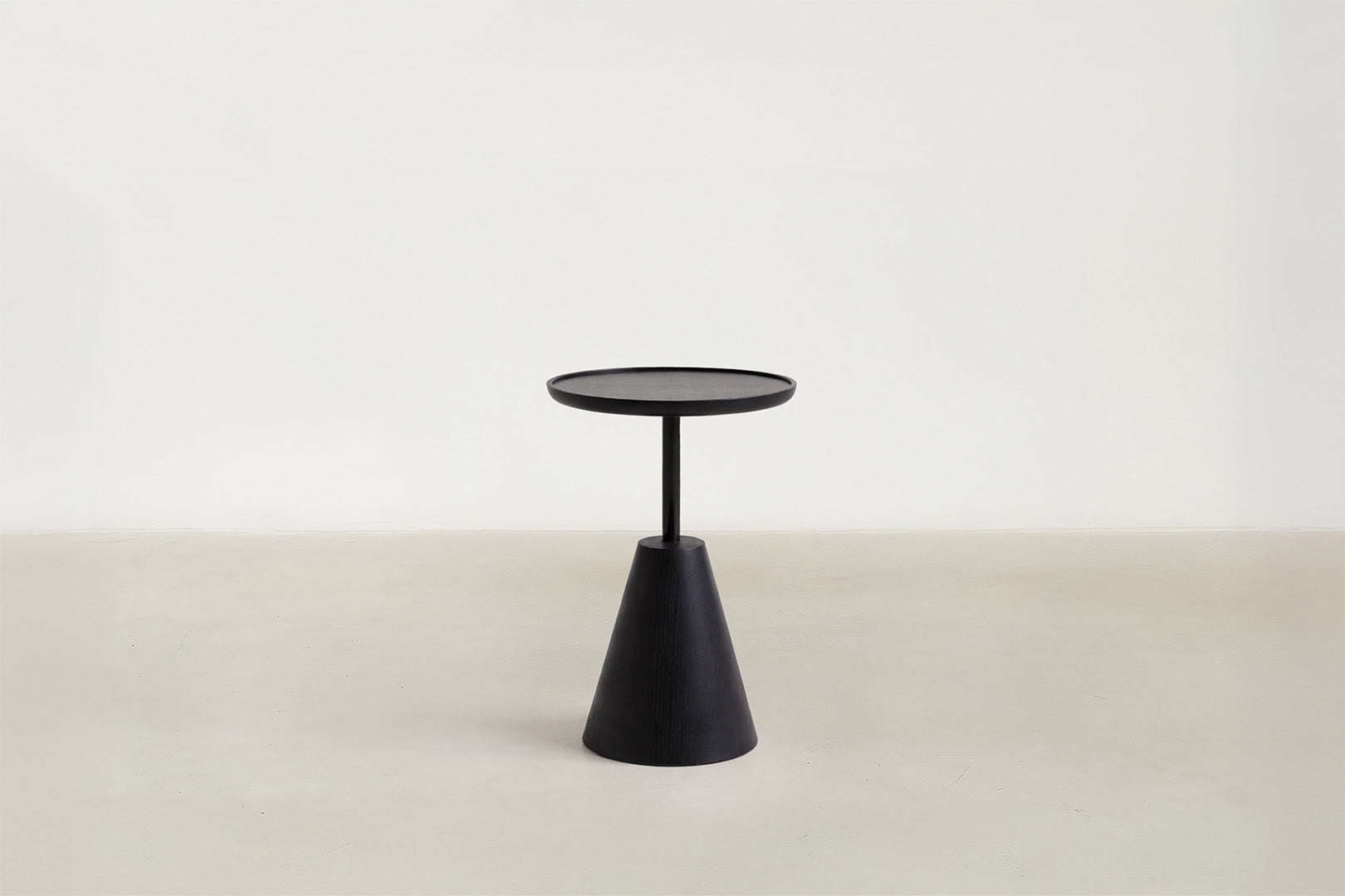 Black Oak Veneer End Table with Minimalist Profile for Living Room