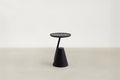 Black Oak Veneer End Table with Minimalist Profile for Living Room