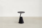 Black Oak Veneer End Table with Minimalist Profile for Living Room