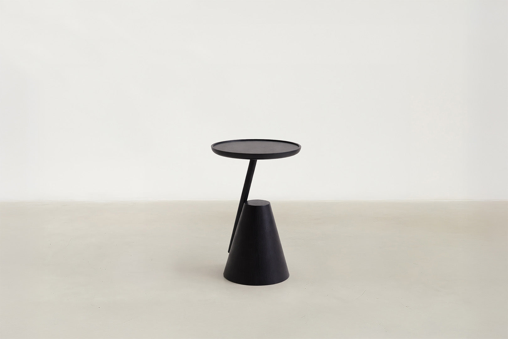 Black Oak Veneer End Table with Minimalist Profile for Living Room