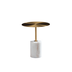 Marble & Brushed Gold End Table with Sculptural Minimal Form for Living Room & Bedroom
