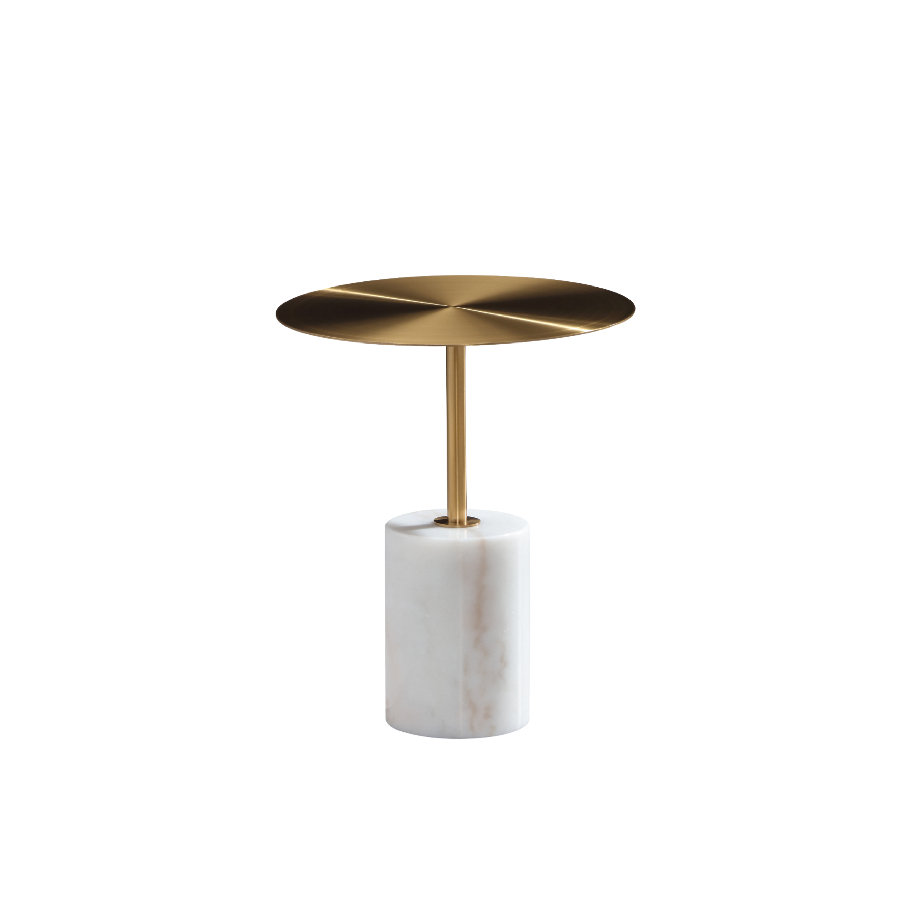 Marble & Brushed Gold End Table with Sculptural Minimal Form for Living Room & Bedroom