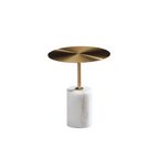 Marble & Brushed Gold End Table with Sculptural Minimal Form for Living Room & Bedroom