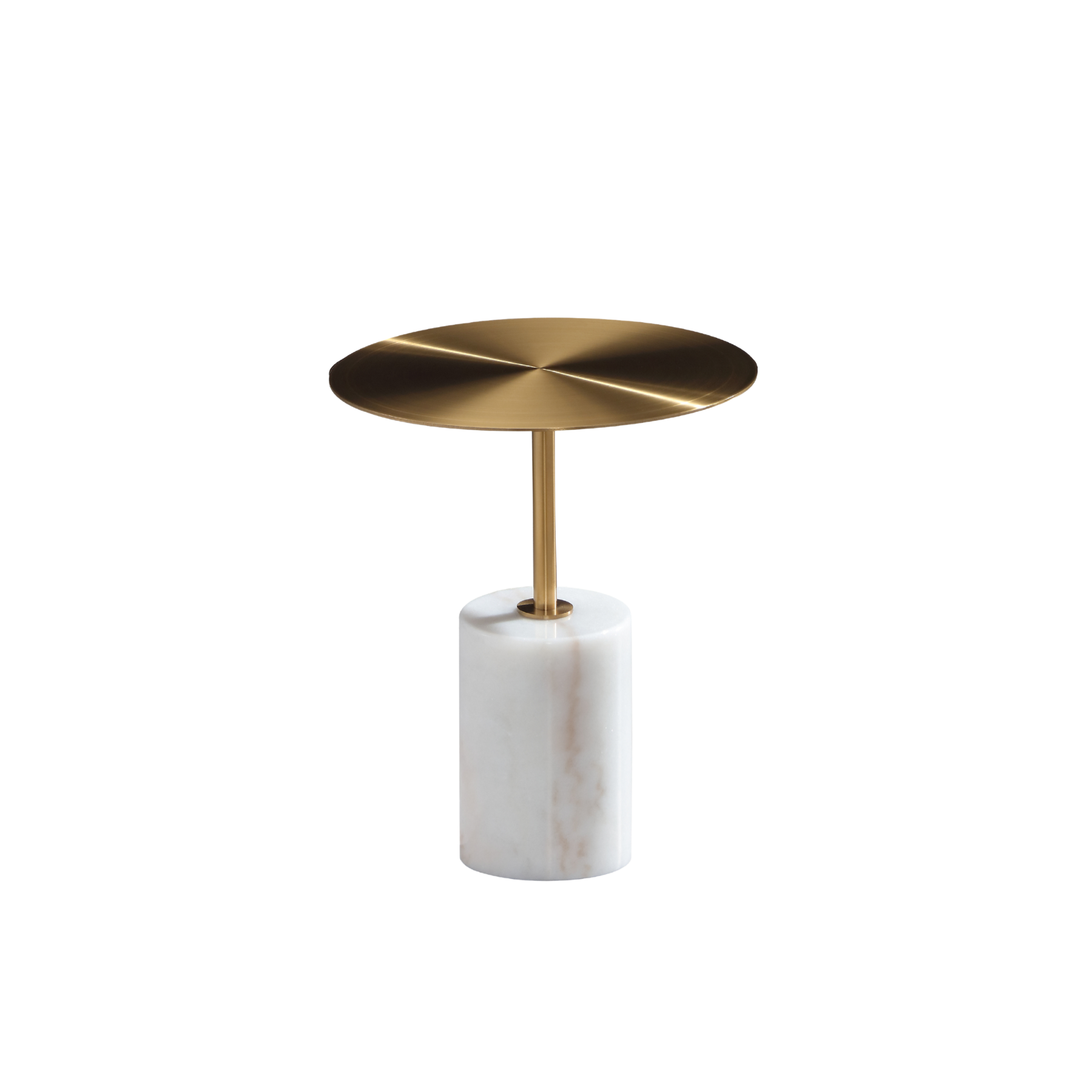 Marble & Brushed Gold End Table with Sculptural Minimal Form for Living Room & Bedroom
