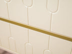 Modern Cream Nightstand with Arched Drawers & Brushed Gold Legs for Bedroom