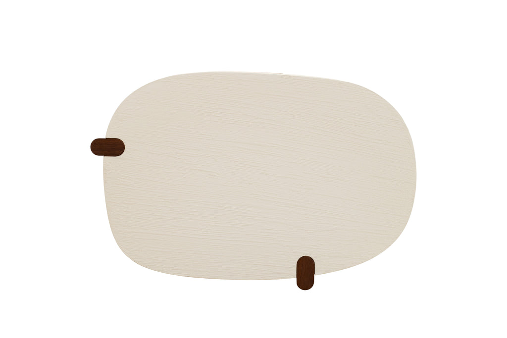 Modern Concrete-Look MDF Coffee Table with Walnut Base for Living Room