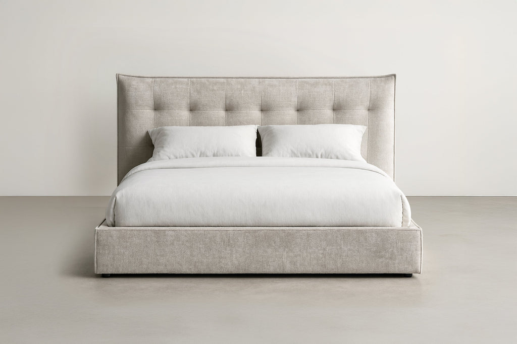 Cotton Upholstered Storage Bed with Lift-Up Compartment for Bedroom