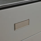 Stone-Look Console with Slim Black Frame & 4 Flush Drawers for Entryway & Living Room