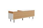 White & Oak Console TV Stand with Structured Drawers for Living Room