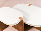 Modern Concrete-Look MDF Coffee Table with Walnut Base for Living Room