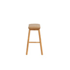 Solid Oak Bar Stool with Cushioned Saddle Seat for Kitchen & Dining