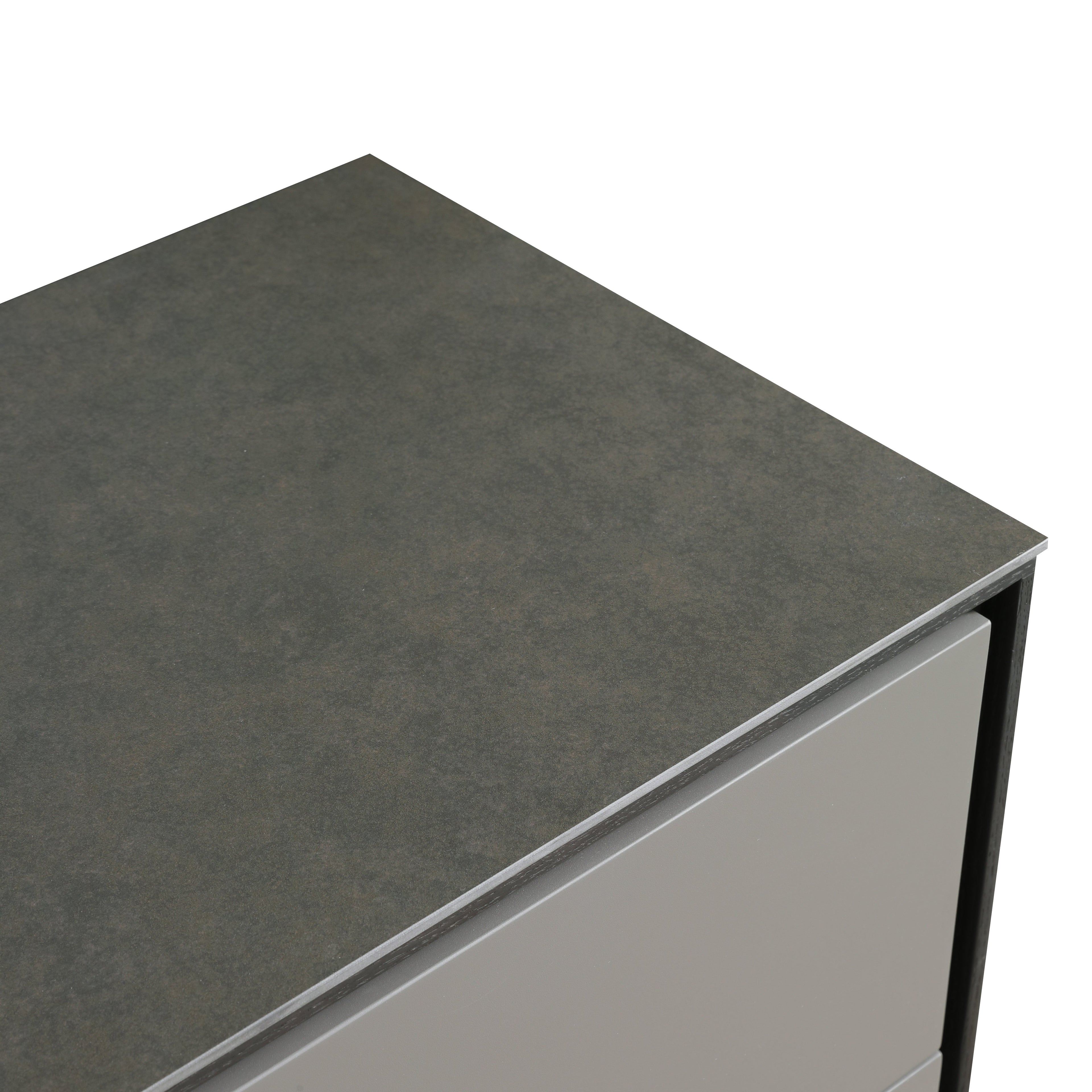 Stone-Look Console with Slim Black Frame & 4 Flush Drawers for Entryway & Living Room