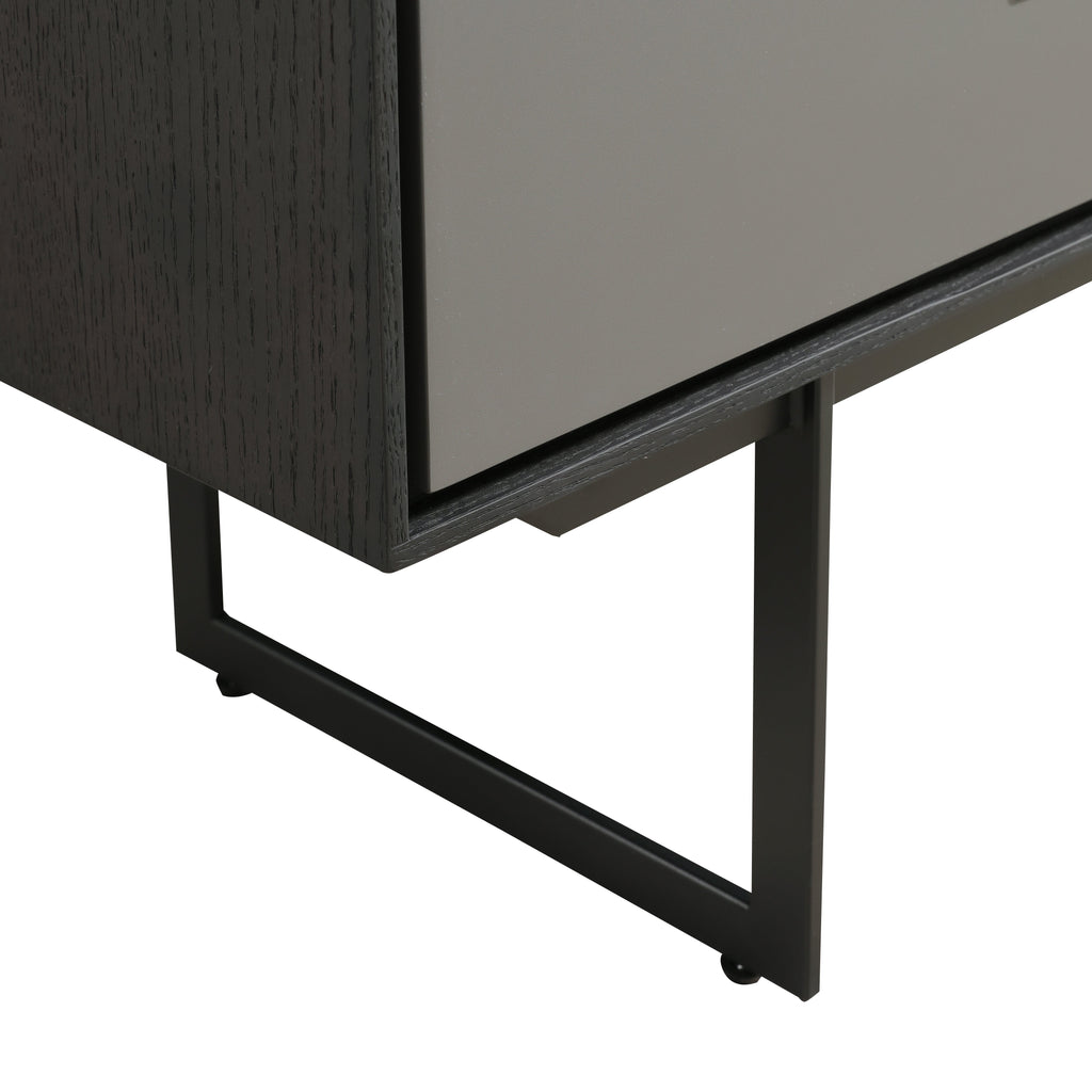 Stone-Look Console with Slim Black Frame & 4 Flush Drawers for Entryway & Living Room