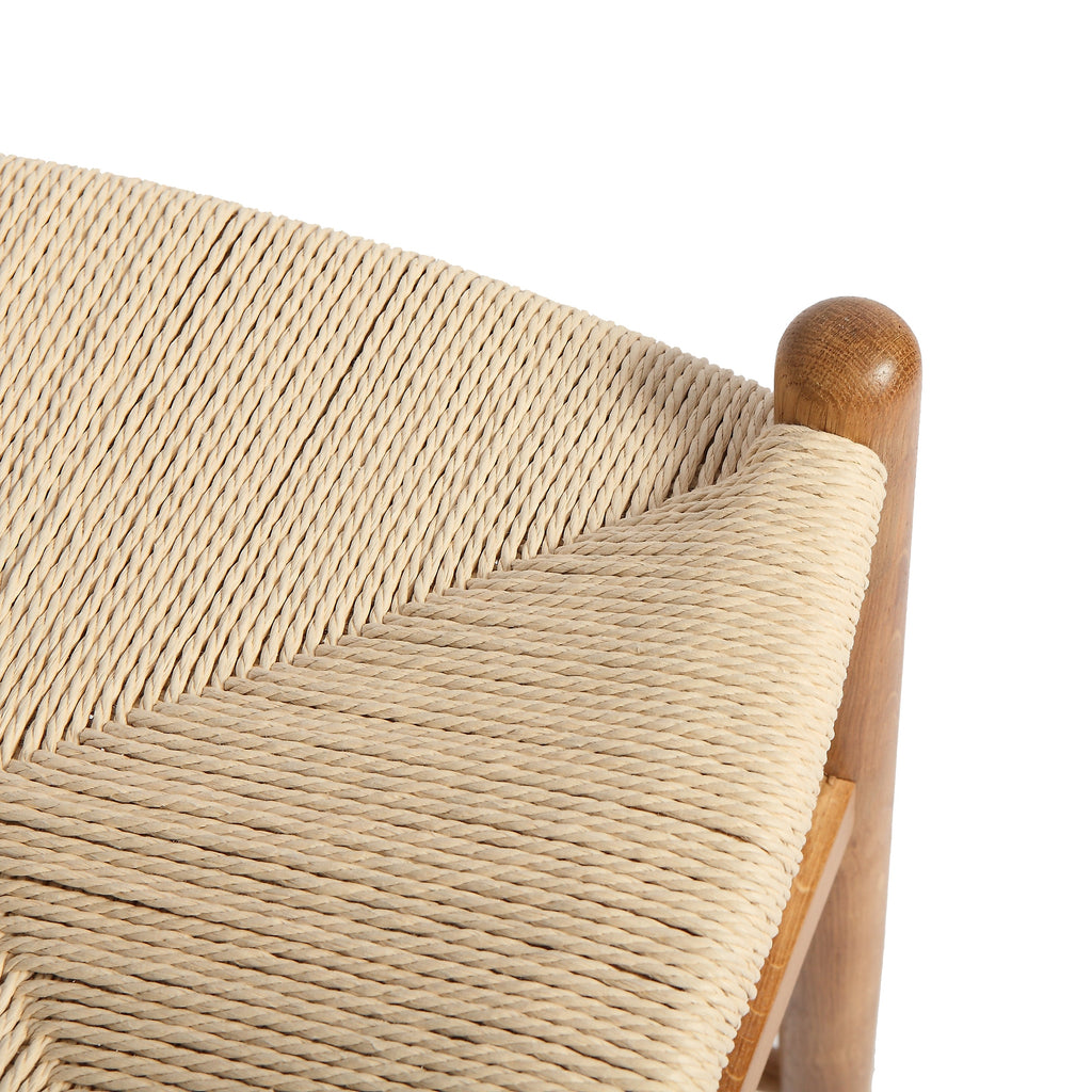 Rope & Oak Counter Stool with Backless Compact Design for Kitchen & Bar