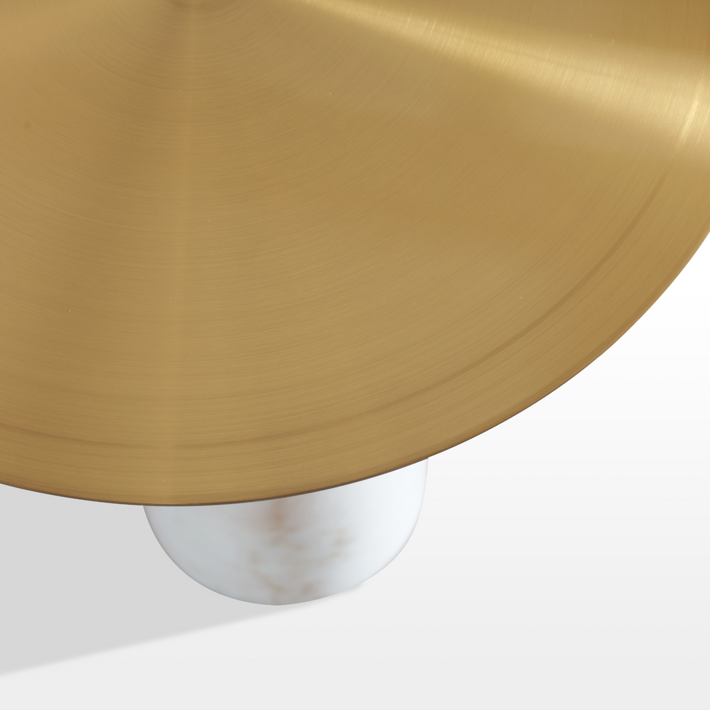 Marble & Brushed Gold End Table with Sculptural Minimal Form for Living Room & Bedroom