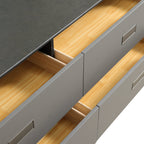 Stone-Look Console with Slim Black Frame & 4 Flush Drawers for Entryway & Living Room