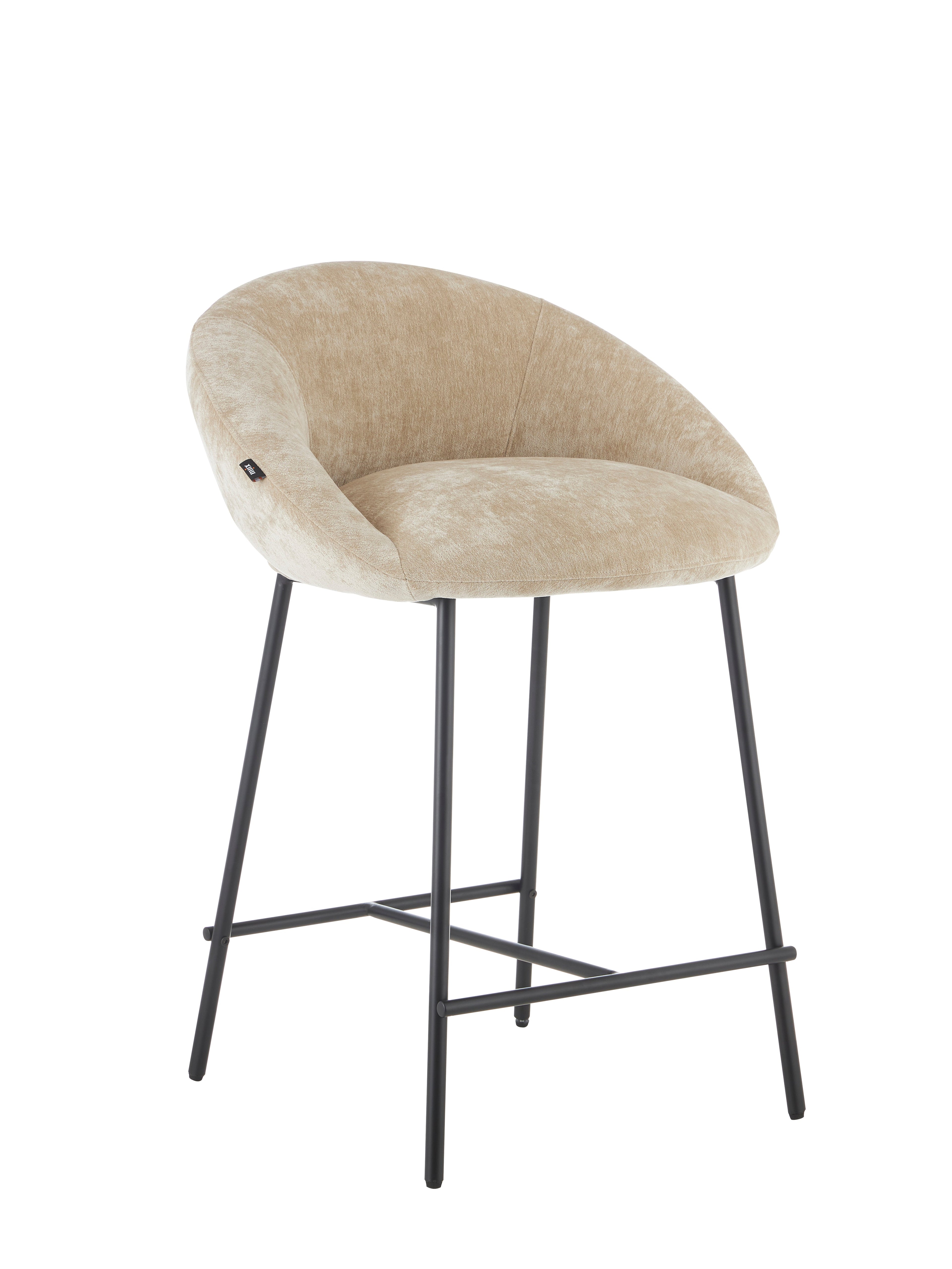 Modern Chenille Velvet Bar Stool with Slim Steel Frame for Kitchen & Home Bar