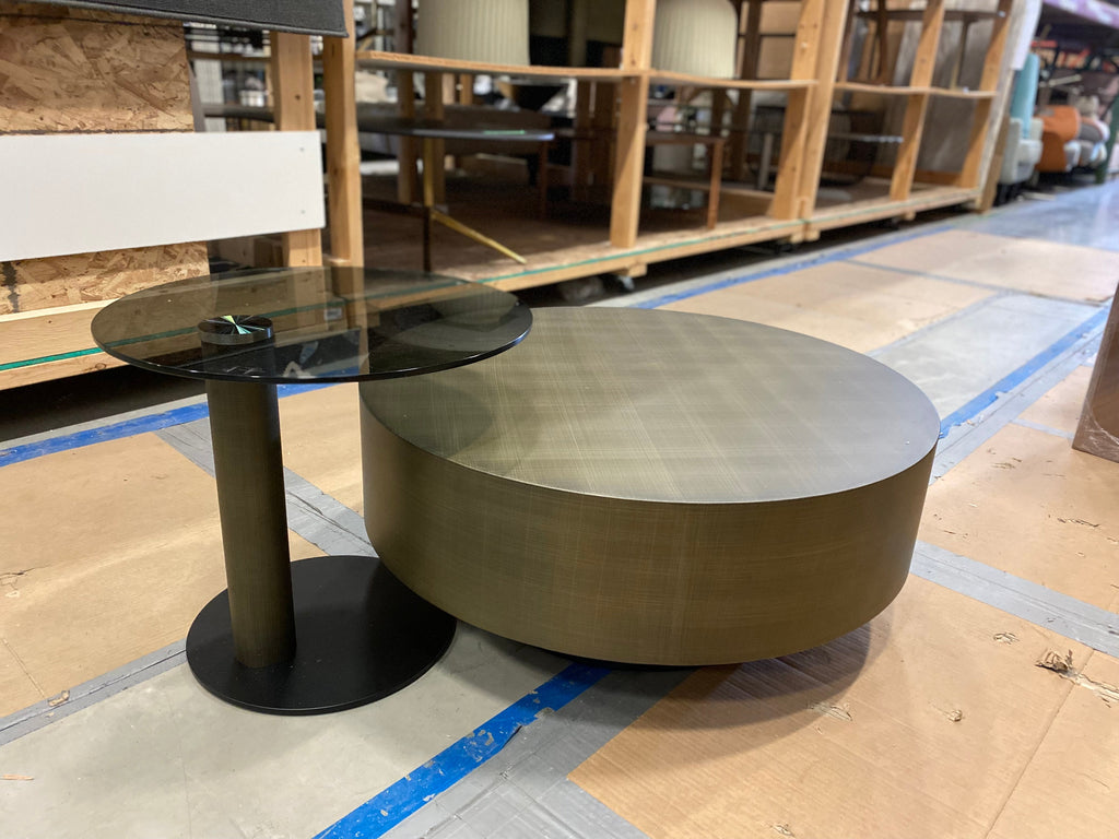Modern Nesting Coffee & End Table with Round Silhouette for Living Room