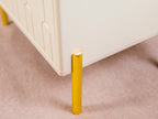 Modern Cream Nightstand with Arched Drawers & Brushed Gold Legs for Bedroom