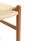Rope & Oak Counter Stool with Backless Compact Design for Kitchen & Bar