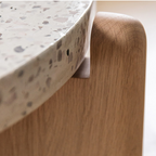 Terrazzo Marble & Ash Wood End Table with Natural Calm Finish for Living Room