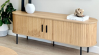 Fluted Oak TV Cabinet with Rounded Silhouette for Living Room