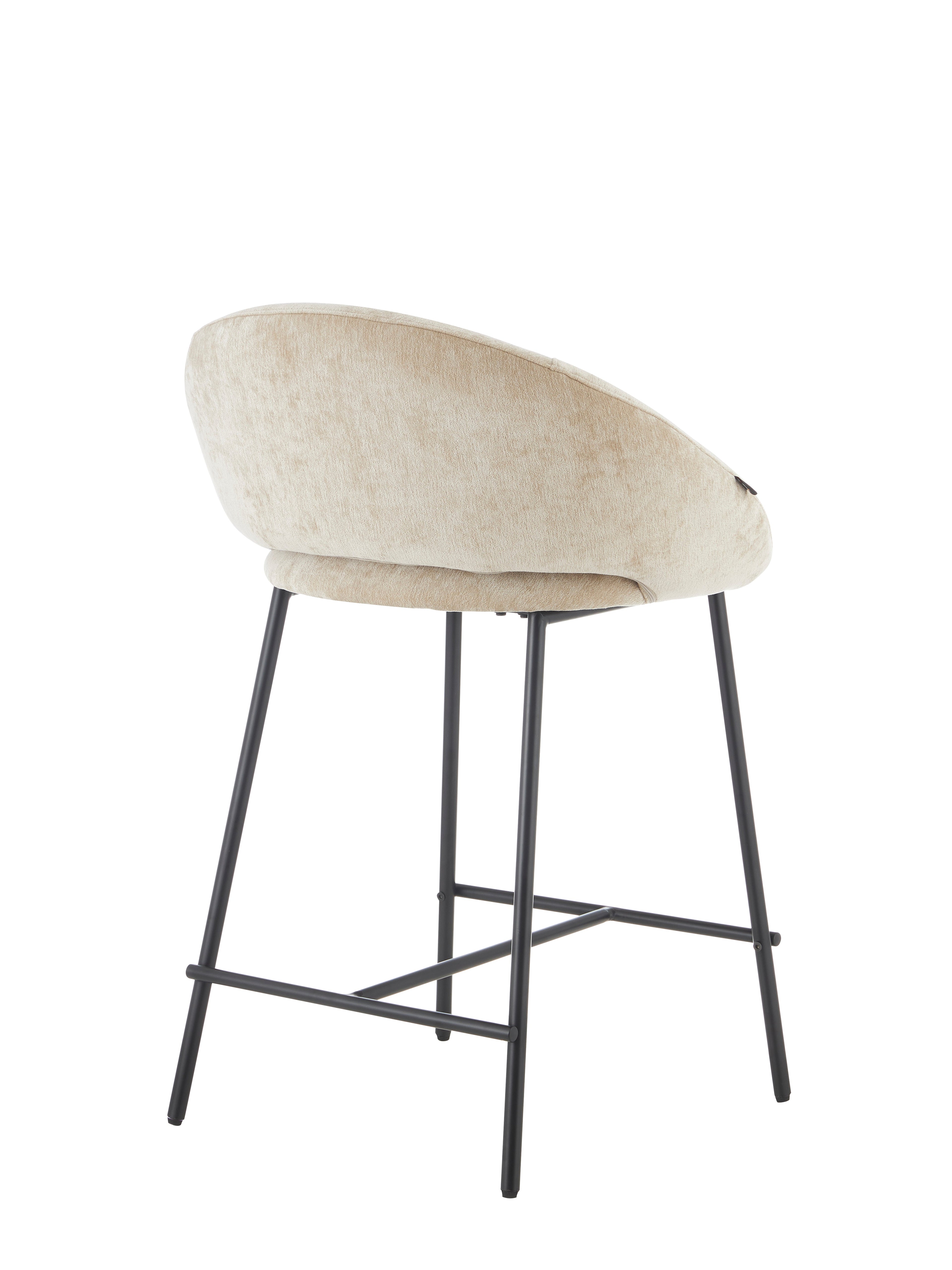 Modern Chenille Velvet Bar Stool with Slim Steel Frame for Kitchen & Home Bar
